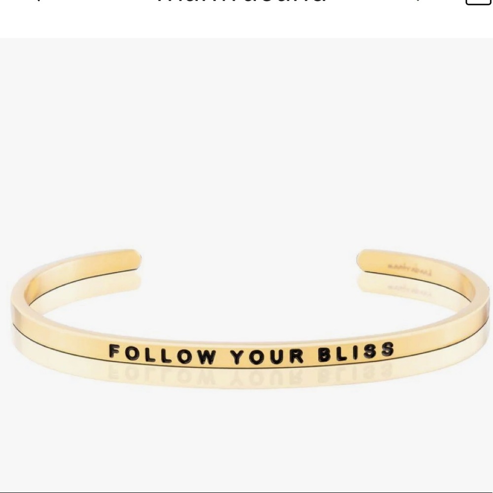 MantraBand bracelet/cuff gold dipped with inspirational message”FollowYourBliss”